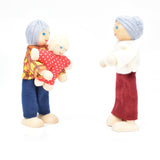 Jzszera Wooden Doll House People of 7 Miniature Figures and 2 Pets, Dollhouse Dolls Family Set Accessories for Girls Toddler Kids Pretend Play and Imaginative Fun Jzszera