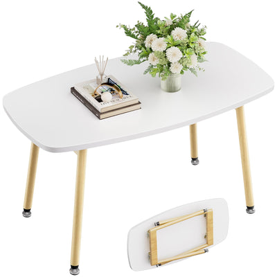 WOHOMO Folding Coffee Table White Small Coffee Tables for Living Room Portable Simple Modern Center Table for Small Spaces, No Assembly, 31.5 * 15.7 * 17.7IN, White Htp