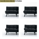 Modern Velvet Convertible Folding Futon Couch Sofa Bed Adjustable Pillow Top Arm Memory Foam Couch Double Loveseat Sofa for Compact Living Space,Dorm,Game Studio,Apartment,Bedroom (Black) Klwenas Maec