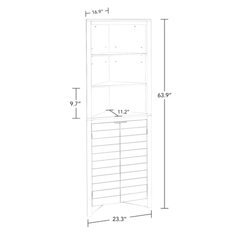 RiverRidge Madison Bathroom Corner Storage Cabinet with Open Shelves and Cupboard Tall Corner Storage Bathroom Furniture Dresser Curio Cabinet RiverRidge