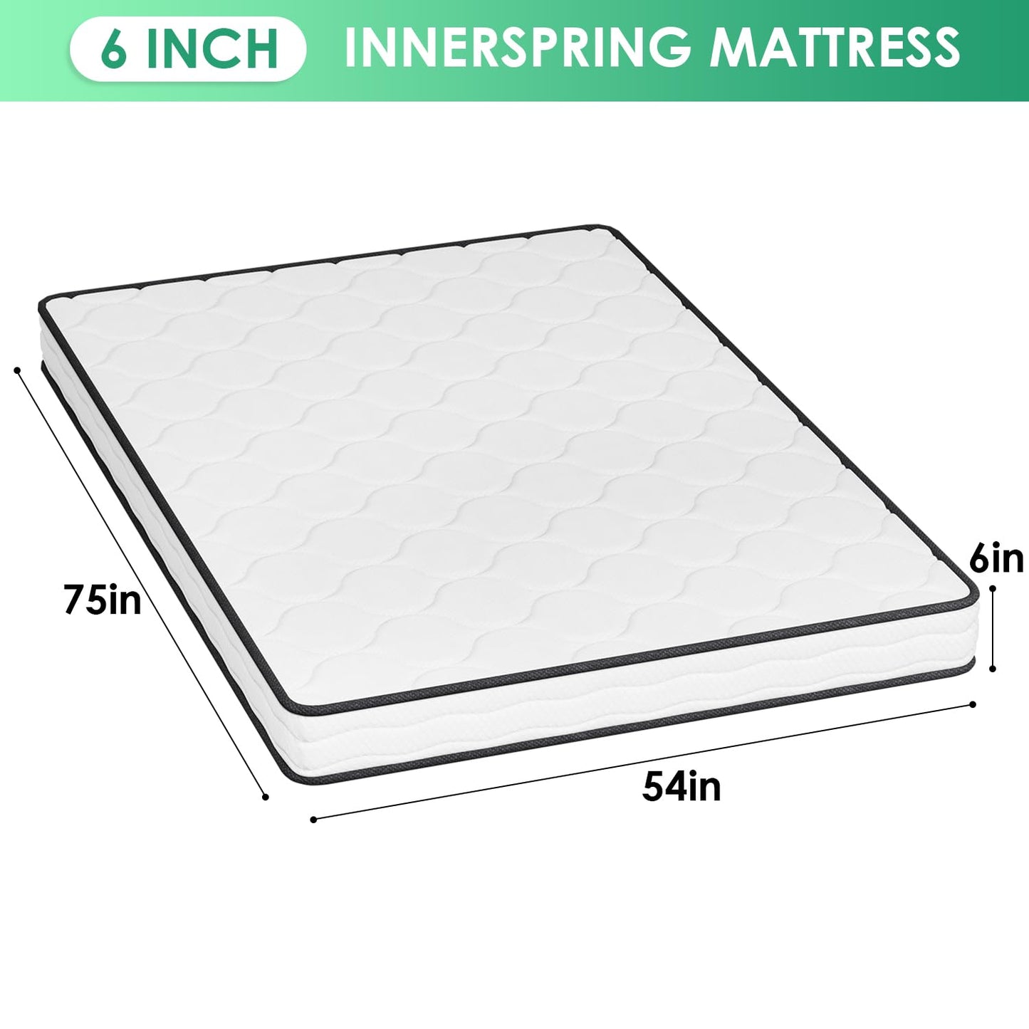 PayLessHere 6 Inch Hybrid Mattress with Innerspring and Foam/Fiberglass Free/Medium Firm Spring Mattress/Full Size Mattress in a Box/CertiPUR-US Certified/Cool Sleep Pressure Relief