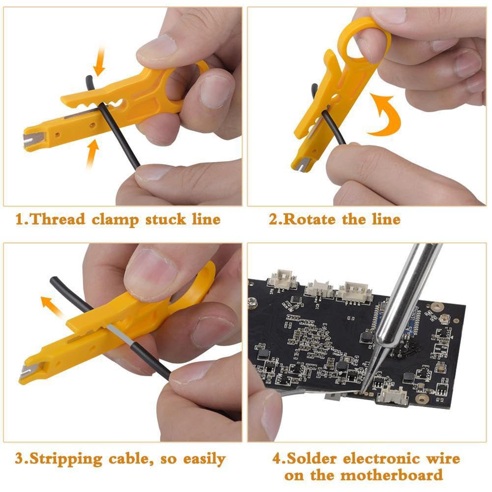 Electric Sodering Iron Kit set 110V 60W Adjustable Temperature Soldering Iron Digital Multimeter 5pcs Soldering Tips Solder Wire Stand, Desoldering Pump Tweezers Welding Tool Screwdriver wire stripper daGodtech