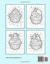 Sweet Cupcakes Coloring Book: Coloring Book With 50 Unique Cupcakes Illustrations for Kids and Adults WoodArtSupply
