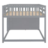 Harper & Bright Designs Full Over Full Low Bunk Bed with Storage, Solid Wood Floor Bunk Beds Frame with 4 Drawers and 3 Shelves, Full Loft Bed for Kids, Teens, Adults - Gray Harper & Bright Designs