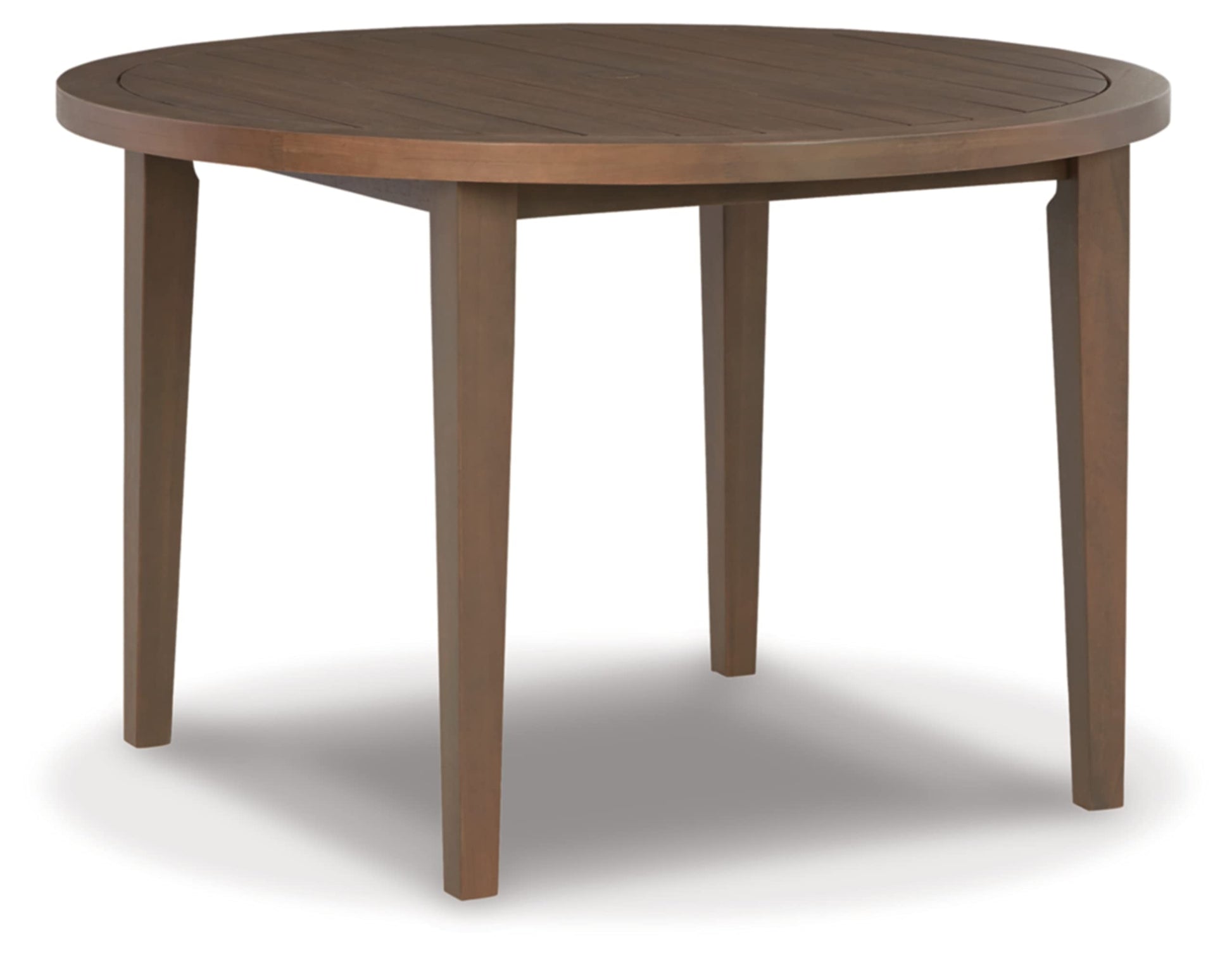 Signature Design by Ashley Germalia Outdoor Eucalyptus Wood Round Dining Table with Umbrella Hole , Brown - WoodArtSupply