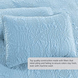 Quilt Set King/Cal King/California King Size Sky Blue - Oversized Bedspread - Soft Microfiber Lightweight Coverlet for All Season - 3 Piece Includes 1 Quilt and 2 Shams, Geometric Pattern Pure Bedding