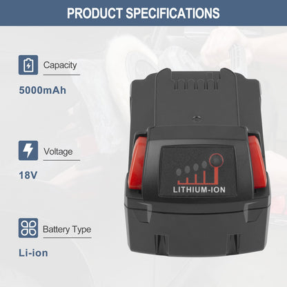 GOOALITY 5.0Ah 18V Lithium Battery and Charger Compatible with Milwaukee 18V 48-11-1852 48-11-1850 48-11-1862 48-11-1865 M18 Batteries - WoodArtSupply