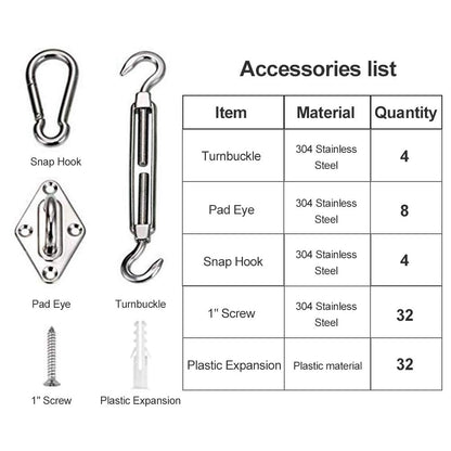 YOFIT Shade Sail Hardware Kit 6 inch for Triangle Rectangle Sun Shade Sail Installation, 304 Grade Stainless for Garden Outdoors, 80 Pcs - WoodArtSupply