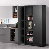 EazeHome Metal Garage Storage Cabinet, 72" Tall Steel File Cabinet with 2 Lockable Doors and Adjustable Shelves, Heavy Duty Tool Cabinet for Garages, Offices, Kitchens, Gyms, Black EazeHome