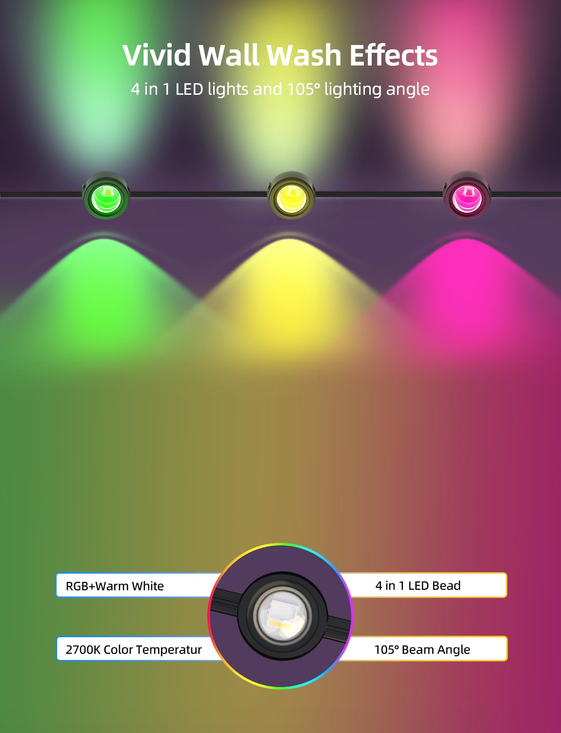 APPECK Permanent Outdoor Lights 100ft with 72 LEDs, DIY Scene Modes, Smart RGBW String Lights Waterproof, App/Remote Control for Christmas, Holidays, Alexa/Google Assistant Compatible, Black APPECK