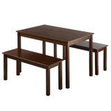 Zinus Juliet Espresso Wood Dining Table with Two Benches / 3 Piece Set, Table and Bench Set Zinus