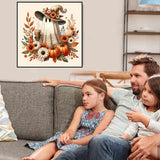 VIGEGU Fall Ghost Paint by Numbers Kit for Adults with Framed,Thanksgiving Paint by Number DIY Acrylic Adult Paint by Number Kits for Wall Decor 10x10in VIGEGU