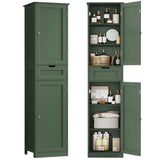 TEENFON Tall Bathroom Cabinet with 2 Doors & 1 Drawer, Narrow Bathroom Storage Cabinet with Adjustable Shelves, for Living Room, Entryway, Kitchen, Forest Green TEENFON