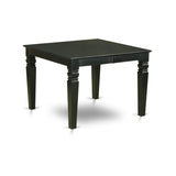East West Furniture WEFR7-BLK-02 7 Piece Dinette Set Consist of a Rectangle Dining Room Table with Butterfly Leaf and 6 Light Beige Linen Fabric Upholstered Chairs, 42x60 Inch, Black East West Furniture