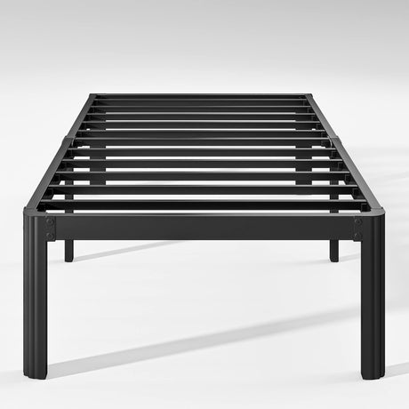 Hunlostten 14in Heavy Duty Twin Bed Frame No Box Spring Needed, Metal Platform Bed Frame Twin with Round Corners, Easy Assembly, Noise Free, Black Hunlostten