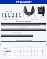 Closet Rods for Hanging Clothes, 17 to 84 Inches Stepless Adjustable Metal Closet Rod, 1.3 Inches Heavy Duty Clothes Hanging Rod for Closet Wardrobes Laundry RV Supforce