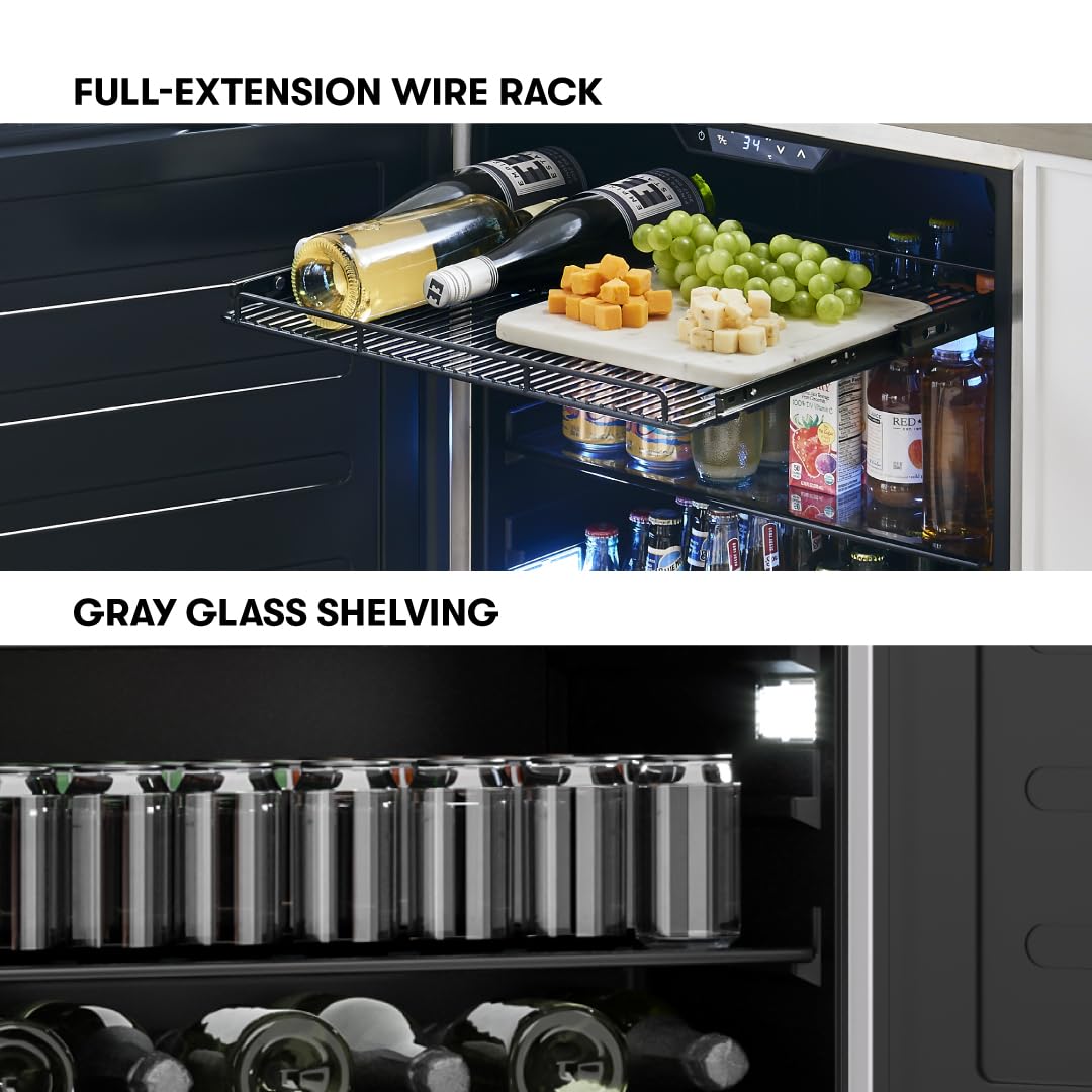 Zephyr Presrv 24 Inch Outdoor Wine Fridge & Beverage Refrigerator Single Zone Under Counter - Drink Chiller Freestanding Stainless Steel Door - 136 cans (Single-Zone Outdoor Wine & Beverage Cooler) Zephyr