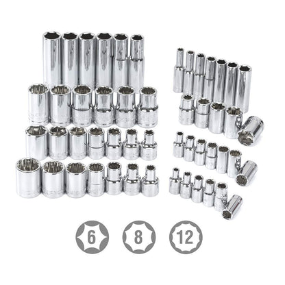 WORKPRO 450-Piece Drive Socket Set 1/2" 1/4" 3/8", CR-V Metric and Imperial with Quick-Release Ratchet Wrench, Spanners, Bits Set, Mechanics Tool for Car Repair - WoodArtSupply