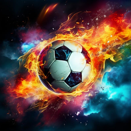 5D Diamond Art Painting Kits by Number for Adults Fire & Ice Soccer Acrylic Diamond Art Painting Full Round Drill Crystal Rhinestone Embroidery Craft Kits 35x35cm WoodArtSupply