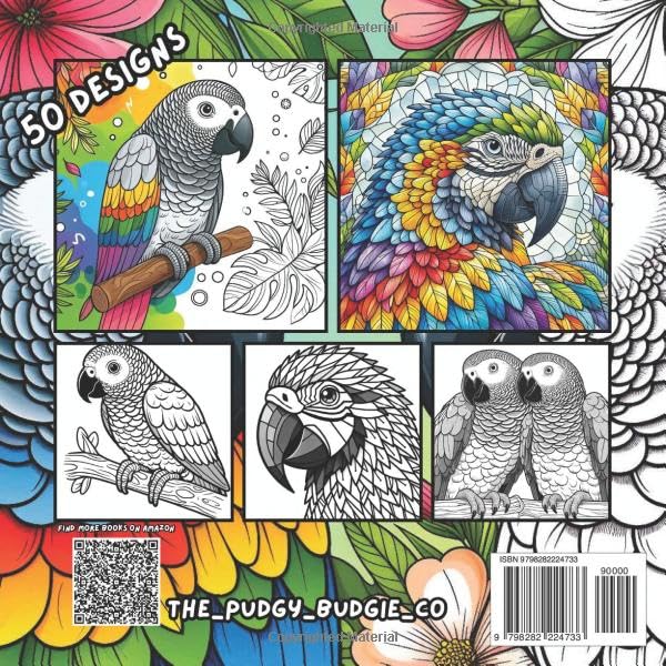 AFRICAN GREY PARROT COLOURING BOOK: for Adults and Kids, Bold and Easy, Simple and Big Designs for Relaxation Featuring a Variety of Cute Birds (BOLD & EASY COLOURING BOOK COLLECTION) Majosta