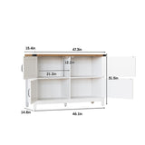 Vabches Storage Cabinet with 4 Barn Doors, 47.3'' Coffee Bar Buffet Cabinet, Sideboard Buffet Cabinet for Dinning Room, Kitchen & Living Room,White Vabches