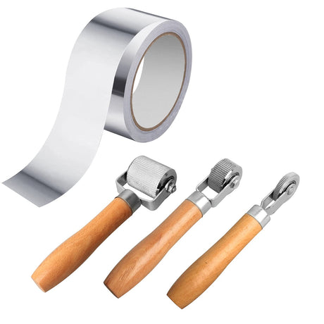 FCHO Car Sound Deadening Roller Metal Installation Tool 3 Pcs Seam Roller with 66 Feet Aluminum Foil Tape Finishing Sealing Tape, for Car Sound Deadening Installation FCHO