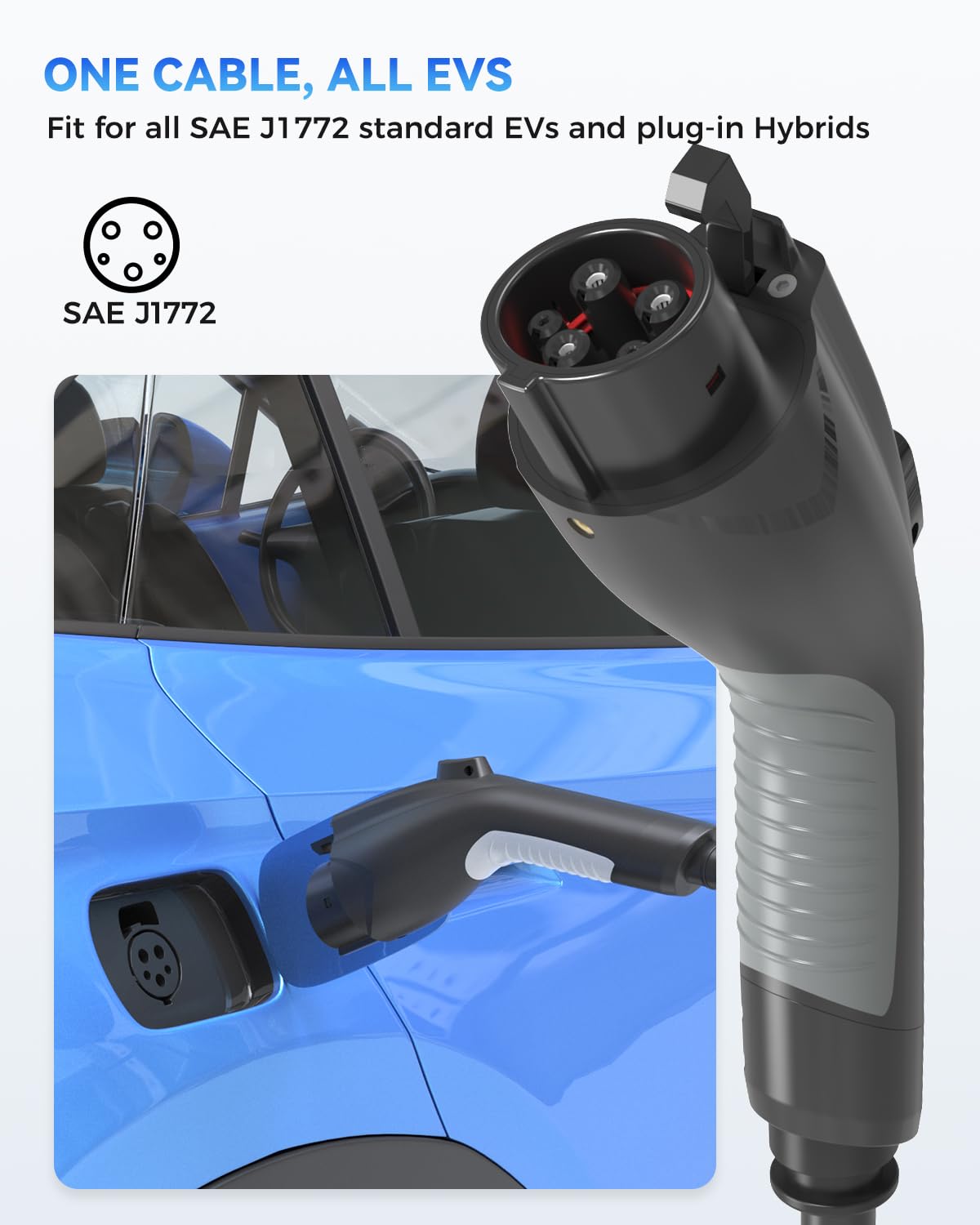 J1772 Extension Cable, 32Amp 40Ft EV Charger Extension Cord Compatible with Level 1 Level 2 SAE J1772 EV Chargers, 110V-240V EV Extension Cord with Carrying Bag, IP66 EV Charger Extension Cable SEGUMA