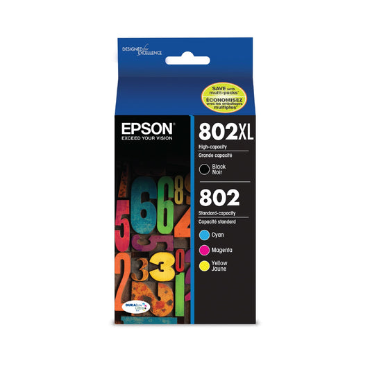 EPSON 802 DURABrite Ultra Ink High Capacity Black & Standard Color Cartridge Combo Pack (T802XL-BCS) Works with WorkForce Pro WF-4720, WF-4730, WF-4734, WF-4740