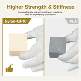 Nylon Glass Filled Filament Nylon Glass Fiber 3D Printer Filament PA6-GF 1kg with AMS-Compatible Reusable PC Spool, Dyable Nautre White (Nature White) yxpolyer