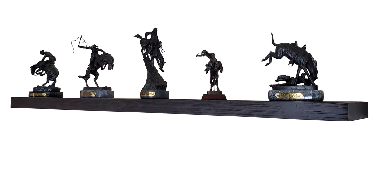 Joel's Antiques - 72 Inch Wooden Floating Shelves for Wall - Made of Natural Wood - Long Heavy Duty Rustic Fireplace Mantel & Book Shelf - Perfect for Living Room - Black 72x6x2 in joelsantiques