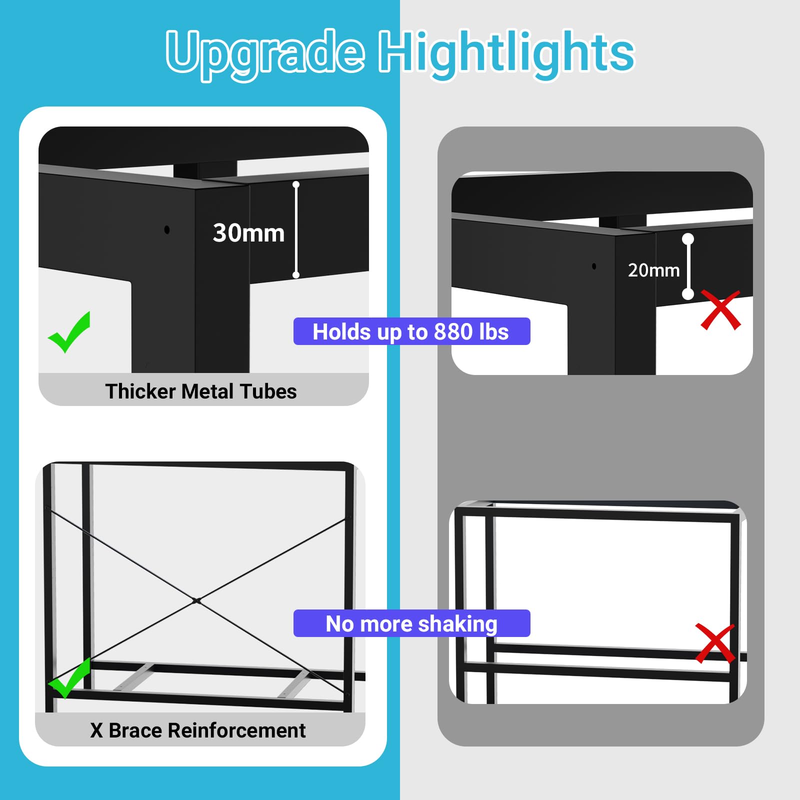 Hyomdeck 40 Gallon Fish Tank Stand with Magic Power Outlets and Smart LED Lights, Aquarium Stand with Storage Cabinet, Reptile Tank Stand with Unique Grid Door Design, Heavy Duty Metal Frame, - WoodArtSupply