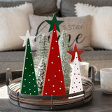 Christmas Decorations Indoor, Christmas Decor - 3 PCS Wooden Xmas Tree Signs with Stars for Home, Table, Fireplace Mantel, Shelf, Office Desk, Party Decor - Xmas Holiday Decorations AKEROCK