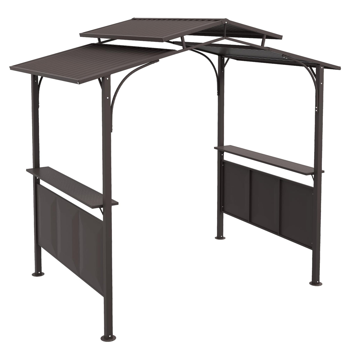Outsunny 8'x5' BBQ Grill Gazebo with 2 Side Shelves, Outdoor Double Ti ...