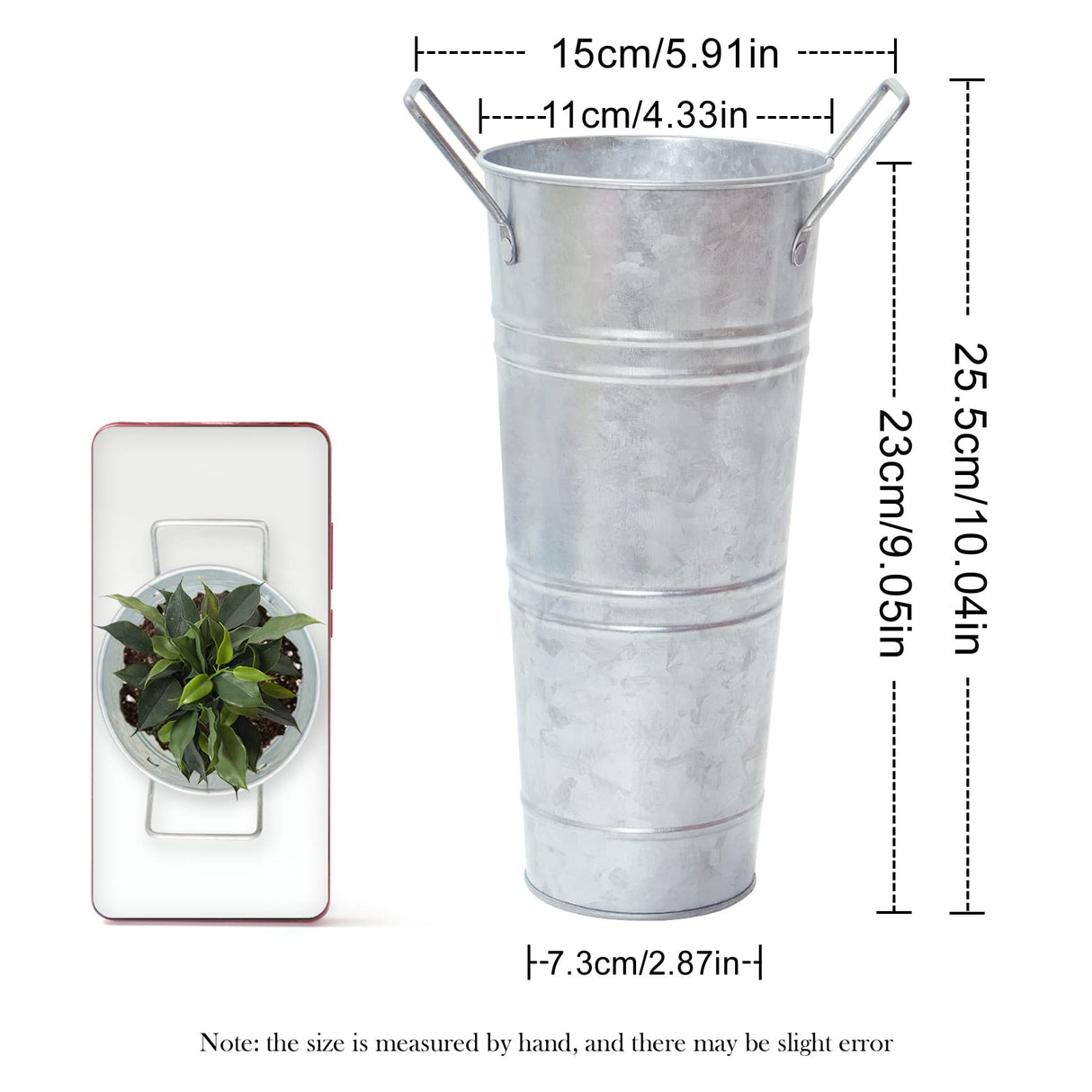 Notakia Galvanized Metal Vases Farmhouse French Flower Bucket Vases for Cut Flowers for Home Decor and Wedding Table Centerpiece Decorations (9.05in Silver 4Pcs) Notakia