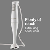 Proctor Silex Electric Immersion Hand Blender with Detachable Dishwasher Safe Handheld Blending Stick, 2-Speeds, 150 Watts, White (59739) Proctor Silex
