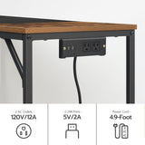 HOOBRO Computer Desk, Home Office Desk with Power Outlet, Modern Study Writing Desk with 3 Hooks for Study Room, Home Office, Sturdy and Stable, Easy to Assemble, Rustic Brown and Black BF41UDN01 HOOBRO