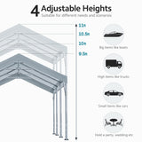 ADVANCE OUTDOOR 12x20 ft Heavy Duty Carport Potable Car Canopy Garage Party Tent Boat Shelter, Adjustable Height from 9.5 ft to 11 ft, Gray ADVANCE OUTDOOR