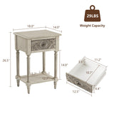 COSIEST Vintage Nightstand, MDF 2-Tier Bedside Table, Wood Accent End Table with Storage Drawer and Open Display Shelf for Bedroom Living Room COSIEST