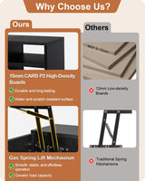 ALINE FURNITURE Coffee Table Lift Top - Black Lift Top Coffee Table with Hidden Compartment Storage - Lift Up Coffee Table - Wood Coffee Tables for Living Room ALINE FURNITURE