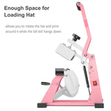 Hat Heat Press Machine for Caps with 2pcs Interchangeable Platens(6.7"x3.8", 6.7"x2.5"), Cap Heat Press for Stuctured Hats Heat Transfer Printing for Caps-Pink Delclynee