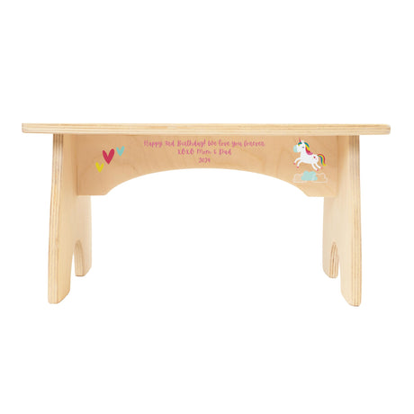 Unicorn Step Stool for Kids- Personalized Wood Toddler Step Stool with Name for Kitchen Sink, Bathroom, Potty Training, Kitchen Sink- Sturdy and Safe- Made in USA by BloomOwl (Unicorn- Doodle) BloomOwl