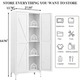 FATIGOS Metal Pantry Storage Cabinet, Kitchen Pantry Cabinets with 2 Doors and Adjustable Shelves, 65" White Metal Pantry Cabinet, Steel Locker for Kitchen, Living Room, Dining Room FATIGOS