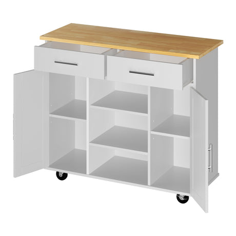 QAQA 40" Kitchen Island Cart Furniture cart on Wheels with Storage，Rolling Portable Dining Room Serving Utility Carts Mobile Movable with Drawers Cabinet,White JY QAQA PET