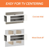 WAMPAT White Floating TV Stand with Blue LED Lights, Floating Entertainment Center Wall Mounted, Floating TV Media Console with Storage Under TV for Living Room,White,39 Inch WAMPAT