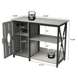 FFIQQ Fish Tank Stand 40-50 Gallon,Aquarium Stand With Power Outlets Cabinet Storage& LED Light,Support up to 800 lbs,Suitable for 2 Turtle Tank,Reptile Terrarium (Grey) FFIQQ