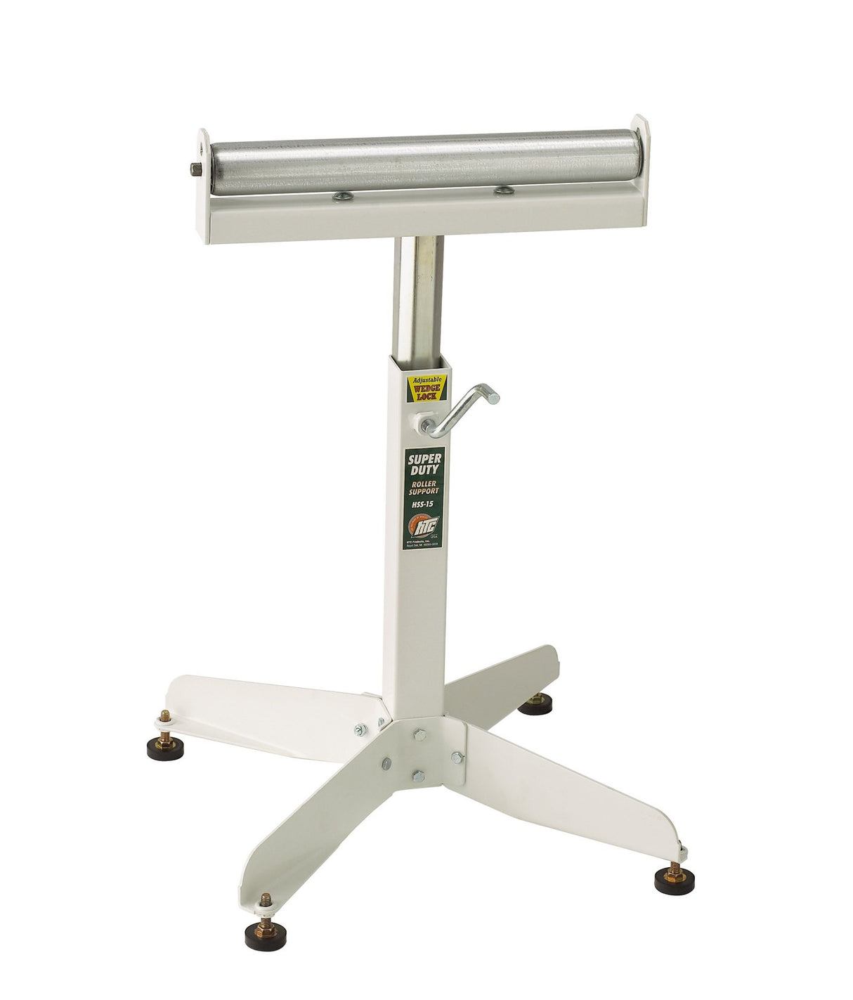HTC HSS-15 Super Duty Adjustable 22-Inch to 32-Inch Tall Pedestal Roller Stand with 16-Inch Ball Bearing Roller, 500 Lbs. Material support, White HTC