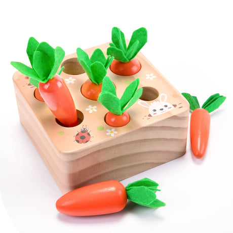 Montessori Toys for 1 Year Old, Carrots Harvest Wooden Baby Toys for 6-12 Months Educational Shape Sorting Matching Toys for Toddler Fine Motor Skill Development, Gift for Kids Birthday Easter Toys XPIY