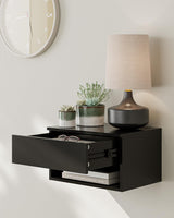 Floating Nightstand, Small Modern Floating Nightstand with Drawer, Floating Shelves for Bedroom, Bathroom (Black) Aienvey