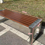 Garden Bench Outdoor Bench, Park Benches For Outside, Two-Person Seat Backless Bench, With Stainless Steel Frame and Wood Seat, For Garden, Porch, Park, Front Door, Balcony, Outdoor, Lawn, Patio (120 JHKJDS
