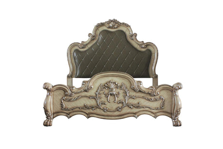 Acme Dresden Wooden Upholstered Eastern King Bed in Vintage Bone White ACME Furniture